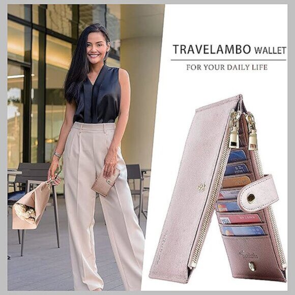 RFID Wallet Women Bifold Multi Card Wallet Case , Rose Gold - Picture 5 of 9